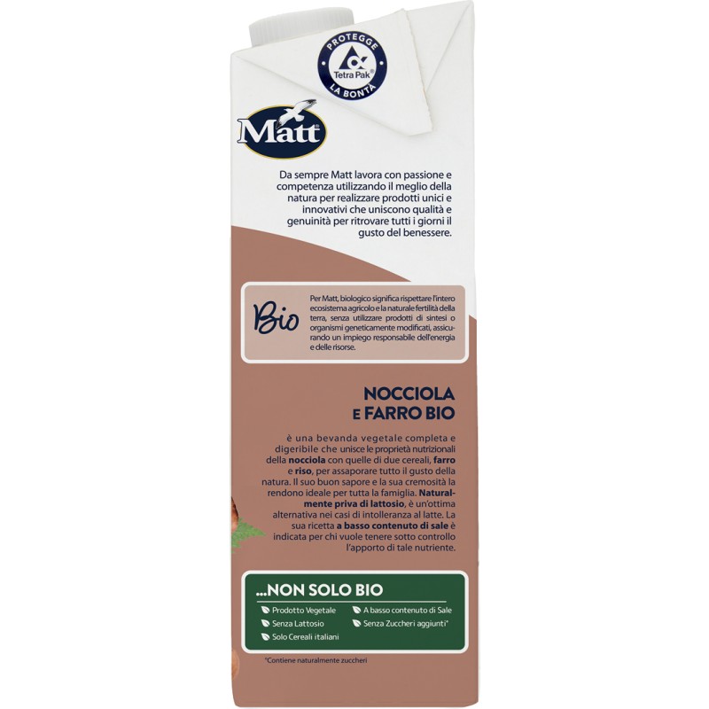 Matt Nocciola Farro Bio Latte Vegetale di Farro Senza Lattosio e Vegani 1 Litro Matt Nocciola Farro Bio Latte Vegetale di Farro Senza Lattosio e Vegani 1 Litro