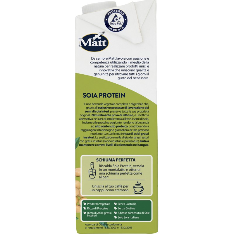 Matt Soia Protein Latte di Soia Vegetale Proteico Senza Lattosio 1 Litro Matt Soia Protein Latte di Soia Vegetale Proteico Senza Lattosio 1 Litro