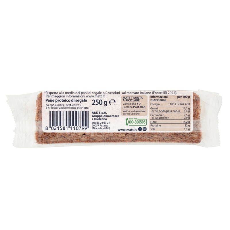 Matt Pan Protein Pane Proteico per Dieta Proteica e Sazietà 250g Matt Pan Protein Pane Proteico per Dieta Proteica e Sazietà 250g