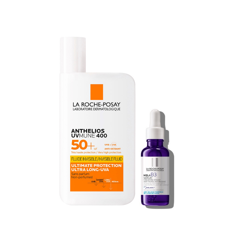 confezione di La Roche Posay Anthelios Uv Mune Fluido Invisibile 50ml + Mela B3 10ml