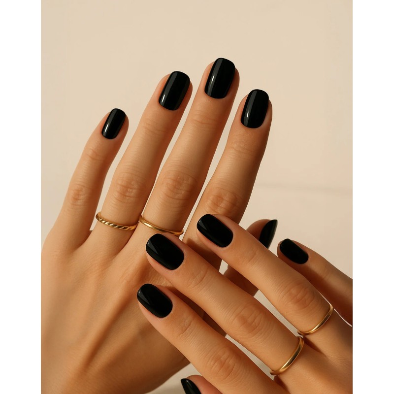 applicazione di Ne Beauty Gothic Black UV 20 Strips per Manicure Nera Brillante e Lunga Durata 20 Strisce in Gel applicazione di Ne Beauty Gothic Black UV 20 Strips per Manicure Nera Brillante e Lunga Durata 20 Strisce in Gel