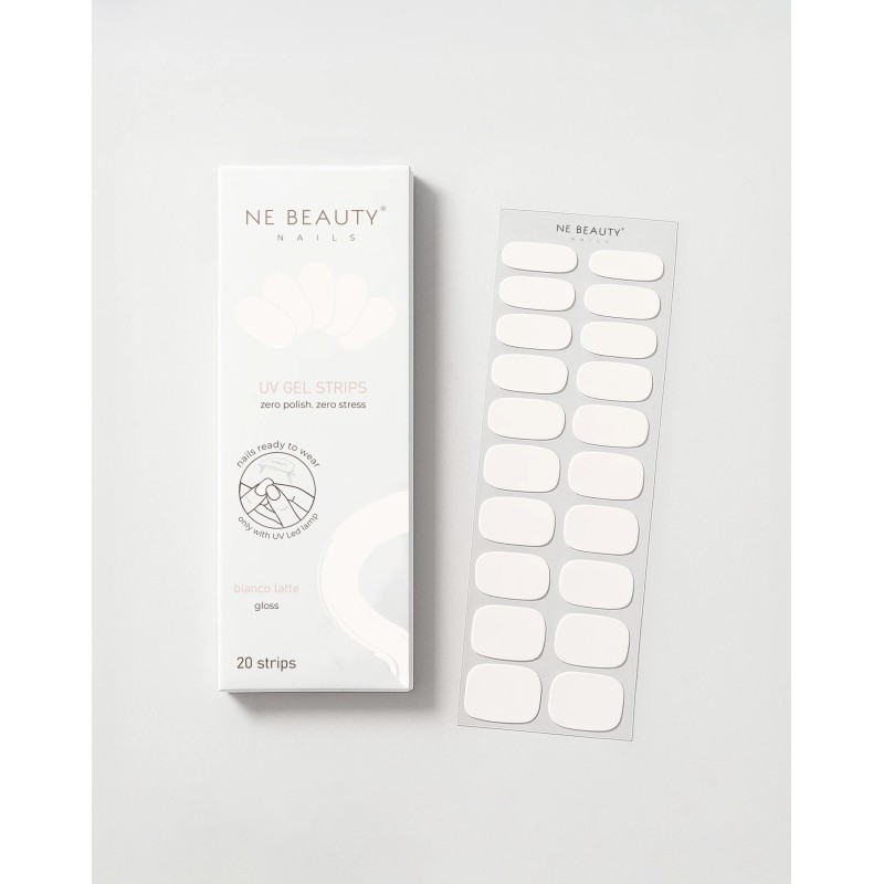 confezione di Ne Beauty Bianco Latte UV 20 Strips per Manicure Elegante e Duratura 20 Strisce