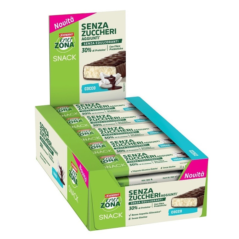 Enerzona Snack Coconut Snack Proteico Senza Glutine 30 Barrette da 33 g