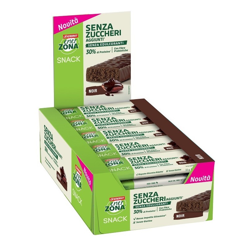 Enerzona Snack Noir no Added Sugars Snack Proteico Senza Zuccheri Aggiunti 30 Barrette da 33 g