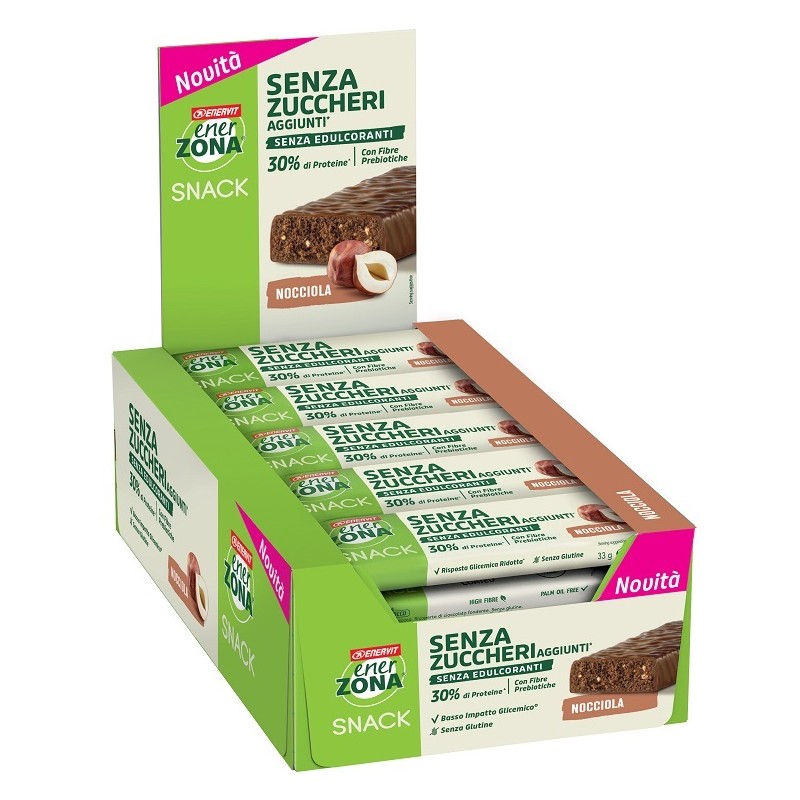 Enerzona Snack Nocciole Cioccolato Latte no Added Sugars Snack Proteico Senza Glutine 30 Barrette da 33 g