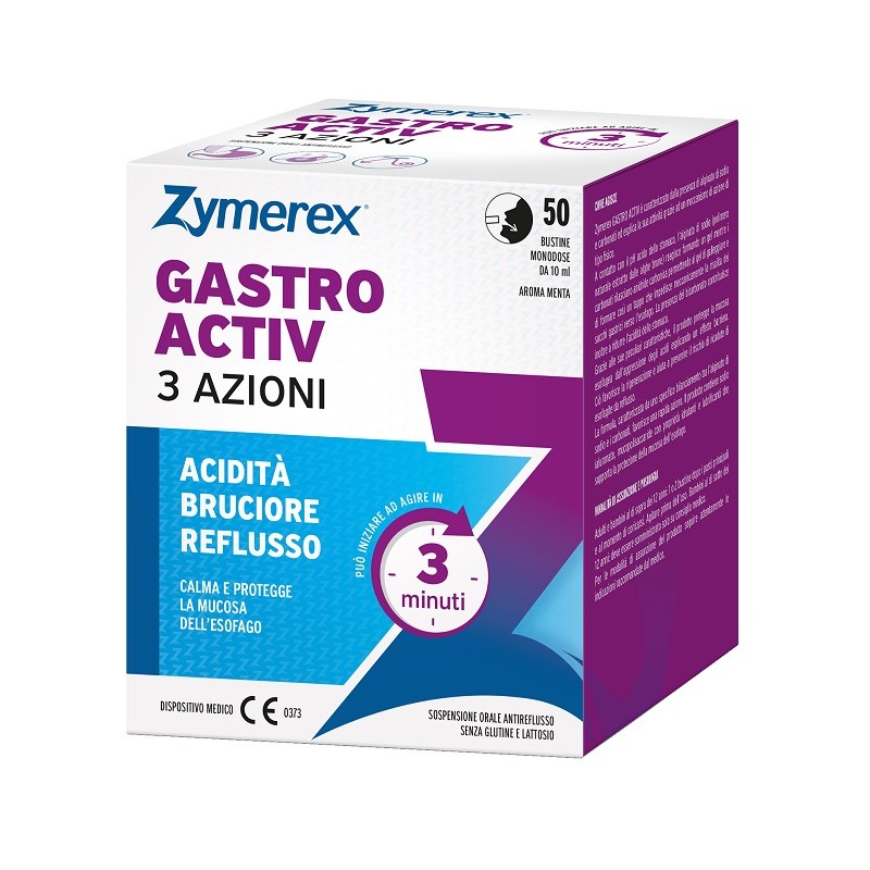 Zymerex Gastro Activ 3 Azioni per Reflusso e Bruciore 50 Bustine Monodose 10ml Zymerex Gastro Activ 3 Azioni per Reflusso e Bruciore 50 Bustine Monodose 10ml