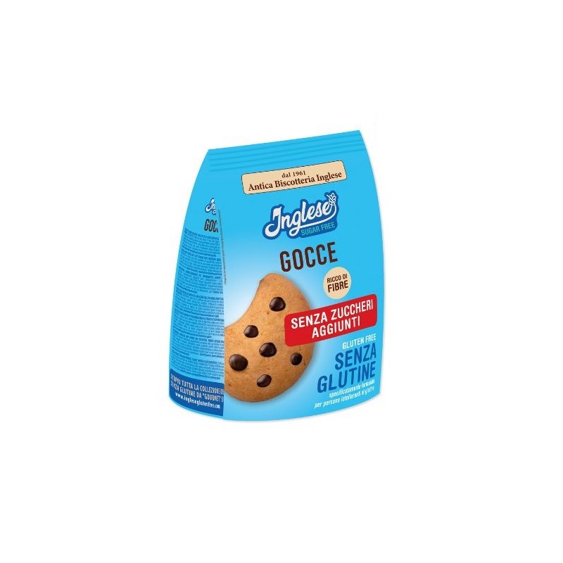 Inglese Biscotti Senza Zucchero Gocce snack dolce senza glutine 200g Inglese Biscotti Senza Zucchero Gocce snack dolce senza glutine 200g