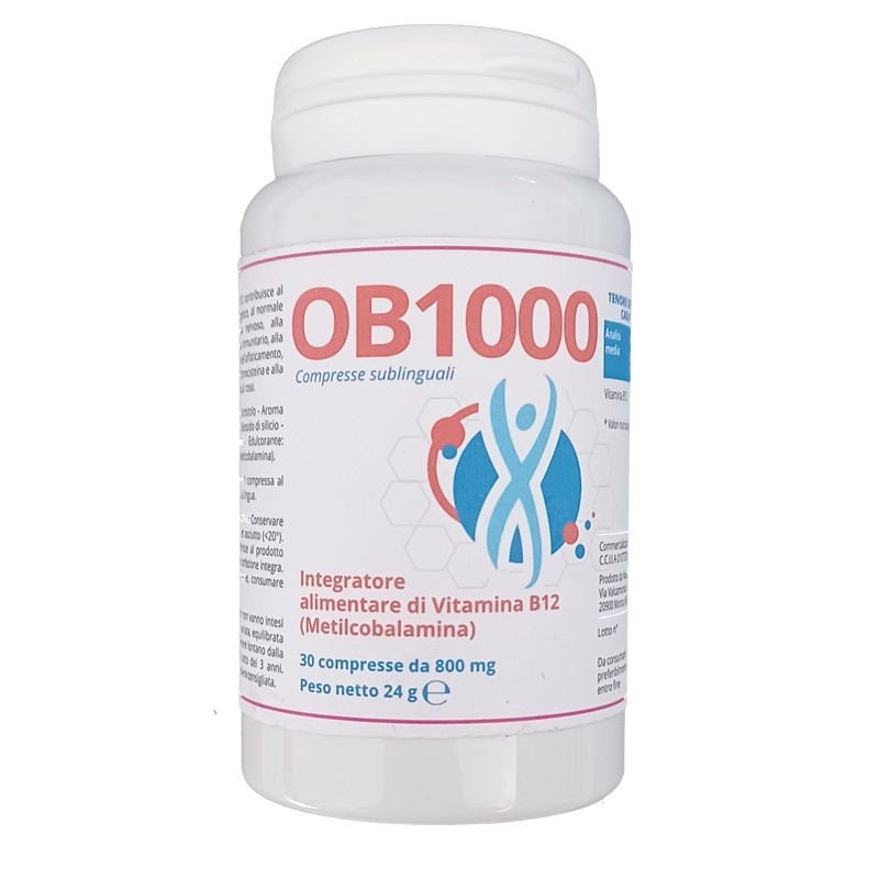 Ob1000 integratore vitamina B12 per energia e sistema nervoso 30 compresse sublinguali Ob1000 integratore vitamina B12 per energia e sistema nervoso 30 compresse sublinguali