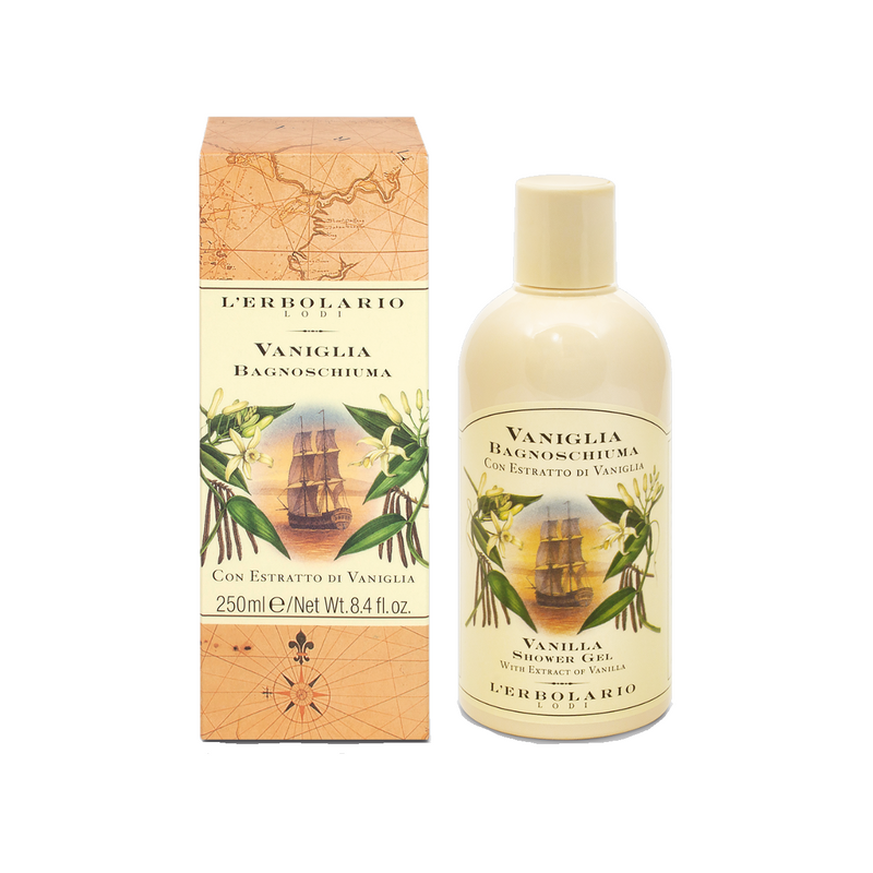 confezione di L’Erbolario Bagnoschiuma Vaniglia Confezione 250ml ESAURIMENTO SCORTE confezione di L’Erbolario Bagnoschiuma Vaniglia Confezione 250ml ESAURIMENTO SCORTE