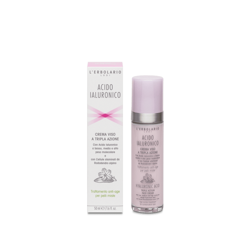 confezione di L’Erbolario Acido Ialuronico Crema Viso Per Pelli Miste Confezione 50ml