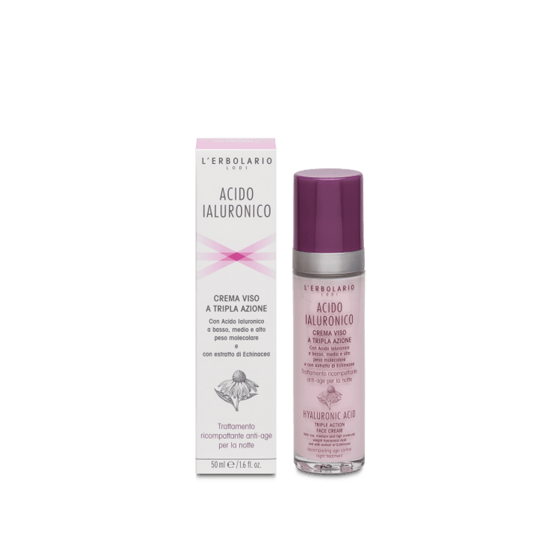 confezione di L’Erbolario Acido Ialuronico Crema Viso Tripla Azione Notte Confezione 50ml