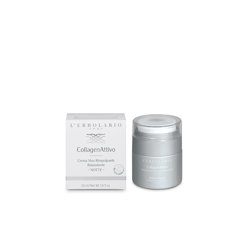 confezione di L’Erbolario CollagenAttivo Crema Viso Ricarica Notte Rimpolpante Rassodante Confezione 50ml