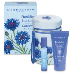 confezione di L’Erbolario Fiordaliso Beauty Pochette Profumo Roll-On e Crema Corpo Confezione 2 Pezzi
