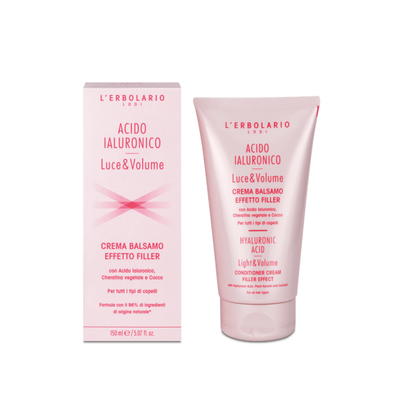 confezione di L’Erbolario Acido Ialuronico Luce&Volume Balsamo Effetto Filler Confezione 150ml confezione di L’Erbolario Acido Ialuronico Luce&Volume Balsamo Effetto Filler Confezione 150ml