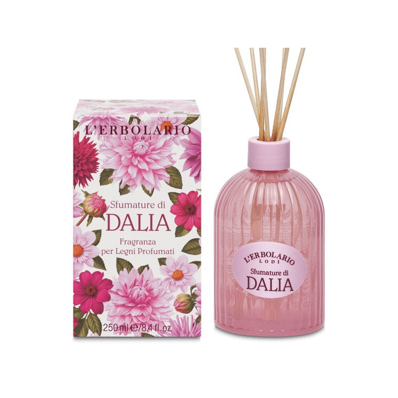 confezione di L’Erbolario Sfumature Dalia Fragranza Legni Profumati Confezione 200ml