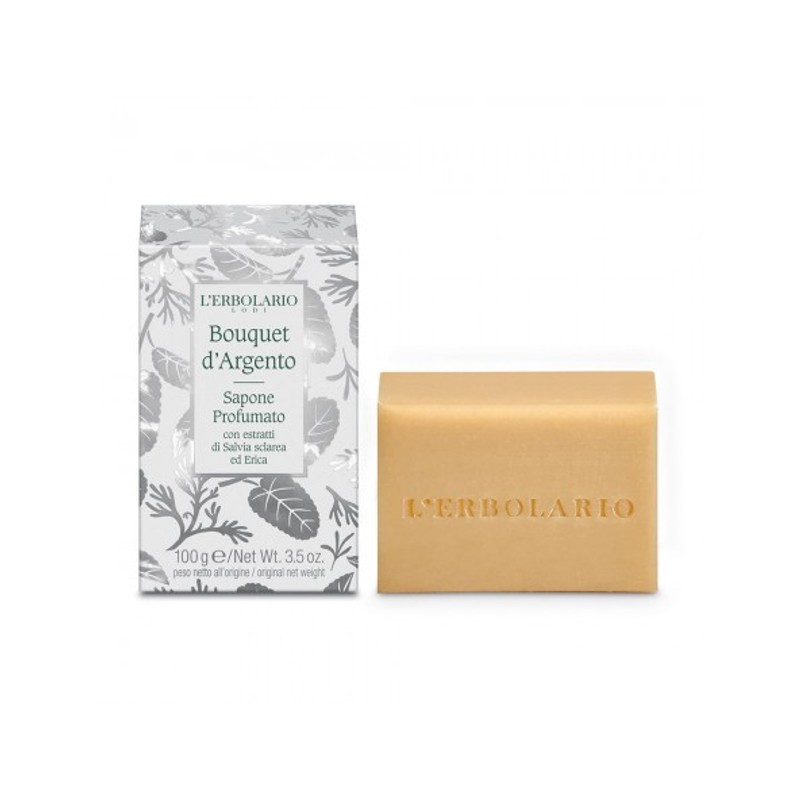 confezione di L’Erbolario Bouquet D'Argento Sapone Profumato Confezione 100 Gr confezione di L’Erbolario Bouquet D'Argento Sapone Profumato Confezione 100 Gr