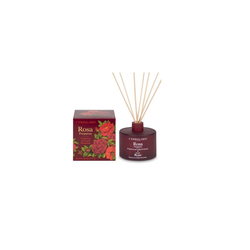 confezione di L’Erbolario Rosa Purpurea Fragranza Per Legni Profumati Confezione 200ml