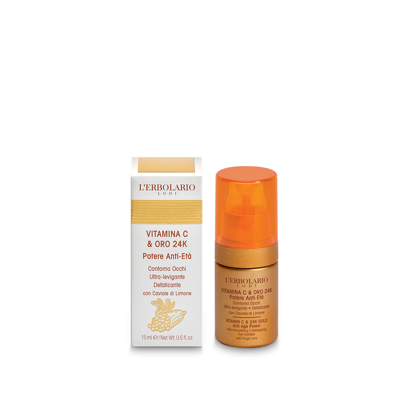 confezione di L’Erbolario Vitamina C & Oro 24K Contorno Occhi Confezione 15ml confezione di L’Erbolario Vitamina C & Oro 24K Contorno Occhi Confezione 15ml
