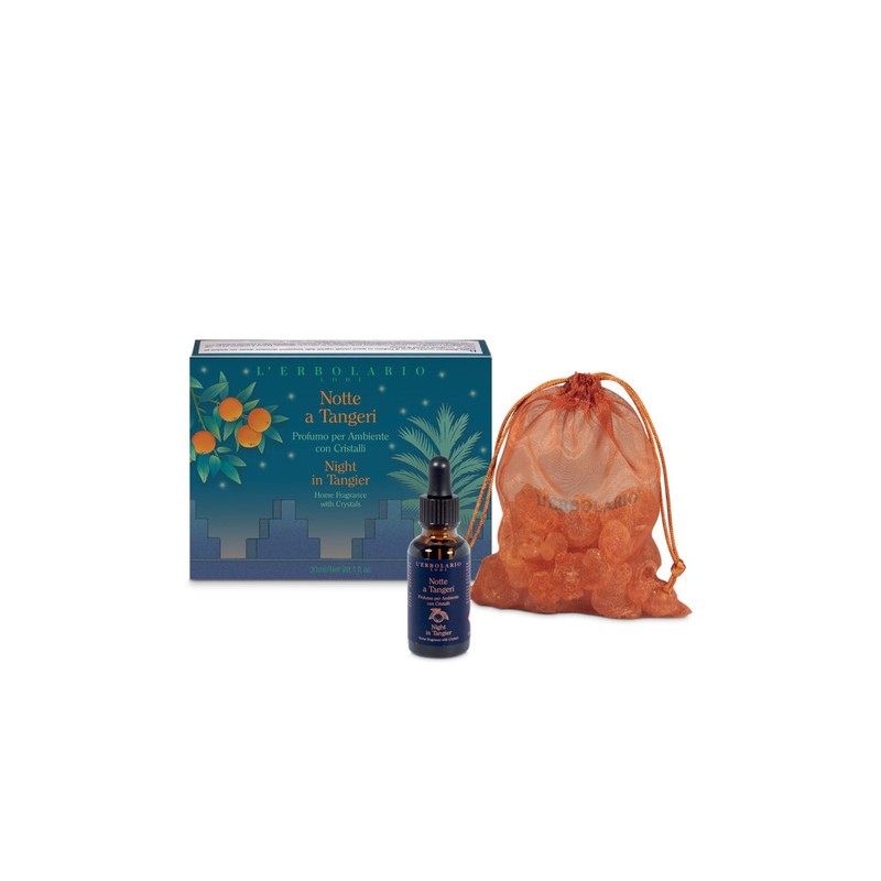 confezione di L’Erbolario Notte a Tangeri Profumo Per Ambiente Con Cristalli Confezione 30ml