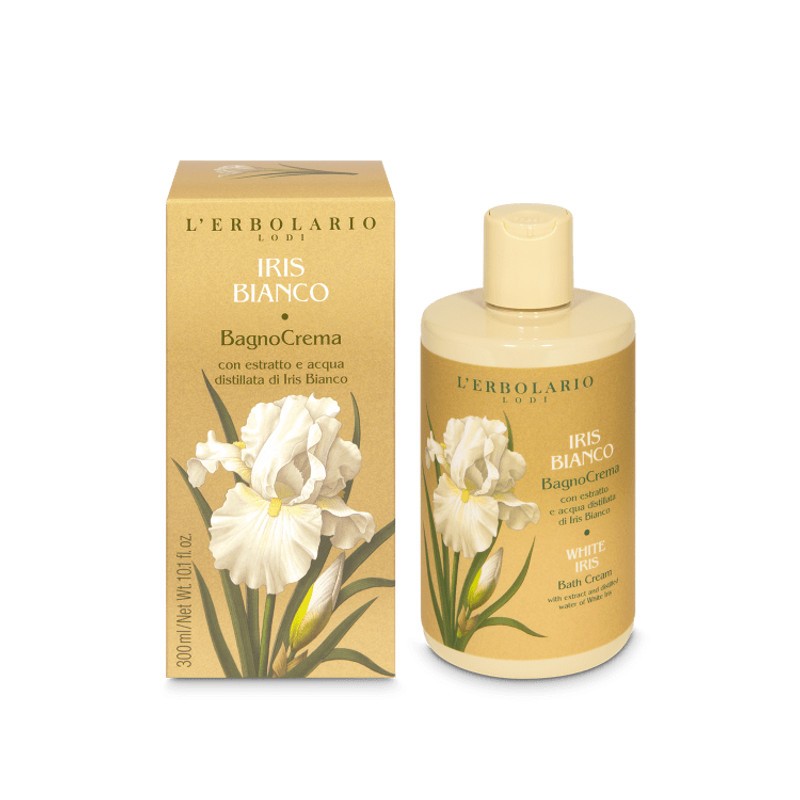 confezione di L’Erbolario Iris Bianco BagnoCrema Confezione 300ml confezione di L’Erbolario Iris Bianco BagnoCrema Confezione 300ml