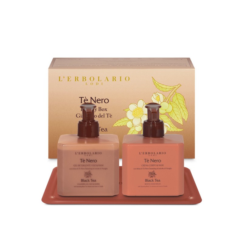 confezione di L’Erbolario Tè Nero Beauty Box Giardino Viso E Mani Confezione Gel 270ml Crema 250ml confezione di L’Erbolario Tè Nero Beauty Box Giardino Viso E Mani Confezione Gel 270ml Crema 250ml