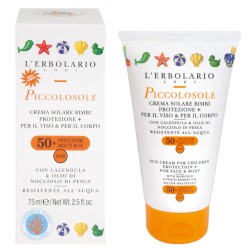 confezione di L'Erbolario Piccolosole Crema Solare Bimbi Viso e Corpo SPF50+ 75ml
