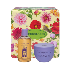 confezione di L'Erbolario Iris Segreti di Bellezza Duo Bagnoschiuma 250ml e Crema Corpo 300ml