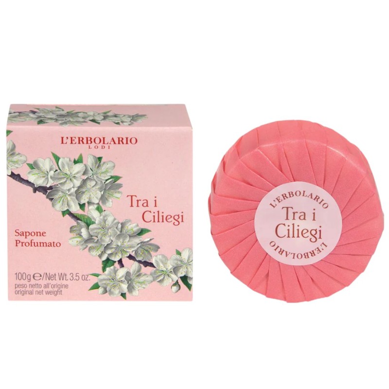 confezione di L'Erbolario Tra i Ciliegi Sapone Profumato Mani e Corpo 100g confezione di L'Erbolario Tra i Ciliegi Sapone Profumato Mani e Corpo 100g