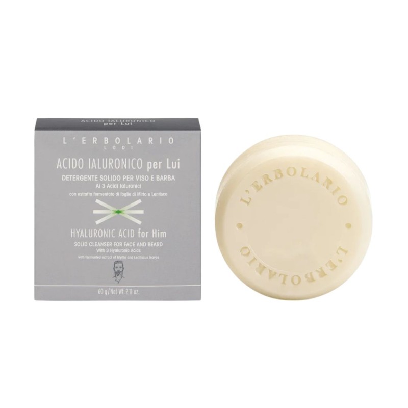 Formato di L'Erbolario Acido Ialuronico per Lui Detergente Solido Viso e Barba 60 g Formato di L'Erbolario Acido Ialuronico per Lui Detergente Solido Viso e Barba 60 g