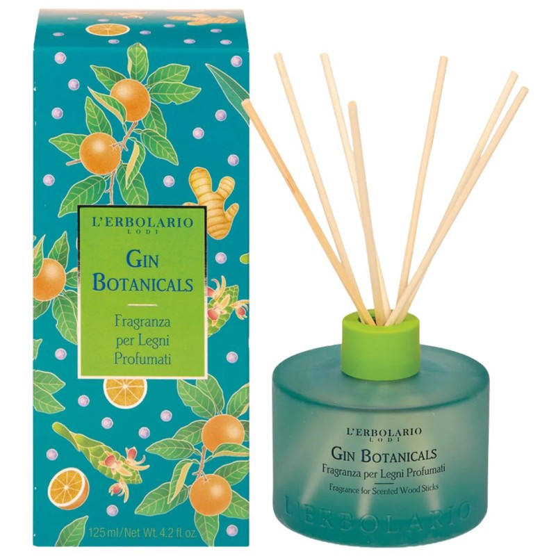 confezione di L'Erbolario Gin Botanicals Profumatore d'Ambiente con Bastoncini 125ml