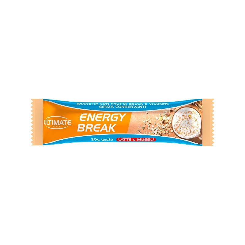Ultimate Energy Break Latte Muesli snack energetico con frutta secca e vitamine 30g Ultimate Energy Break Latte Muesli snack energetico con frutta secca e vitamine 30g