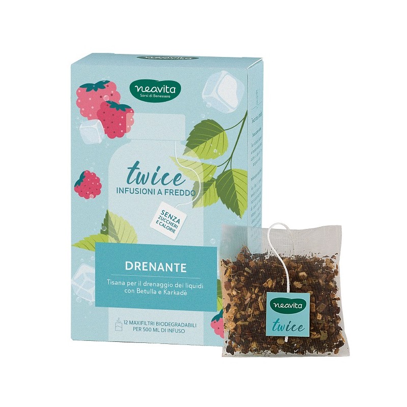 Neavita Tisana Twice Drenante per Drenaggio Liquidi 12 Maxi Filtri da 6g Neavita Tisana Twice Drenante per Drenaggio Liquidi 12 Maxi Filtri da 6g