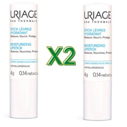 confezione di Uriage Eau Thermale Stick Idratante Labbra per Labbra Secche e Screpolate 2 Stick da 4g