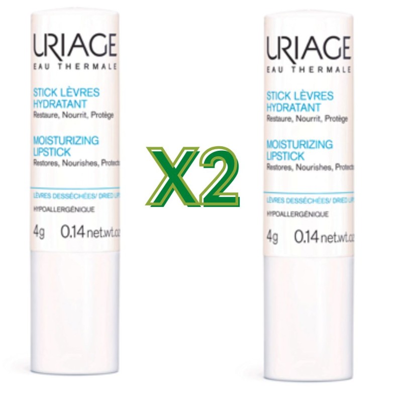 confezione di Uriage Eau Thermale Stick Idratante Labbra per Labbra Secche e Screpolate 2 Stick da 4g confezione di Uriage Eau Thermale Stick Idratante Labbra per Labbra Secche e Screpolate 2 Stick da 4g