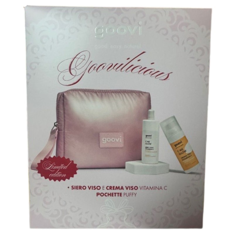 confezione di Goovi Cofanetto Vitamina C Antiossidante con Siero Viso + Crema Viso + Pochette
