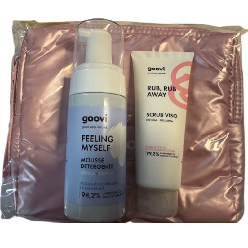 dettagli di Goovi Cofanetto Detersione con Scrub Viso+Mousse Detergente +Pochette dettagli di Goovi Cofanetto Detersione con Scrub Viso+Mousse Detergente +Pochette