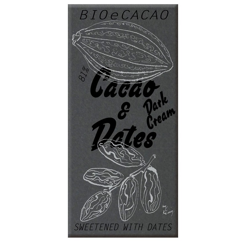 Cacao & Dattero Dark Cream Cioccolata Bio fondente senza zuccheri raffinati tavoletta 90 g Cacao & Dattero Dark Cream Cioccolata Bio fondente senza zuccheri raffinati tavoletta 90 g