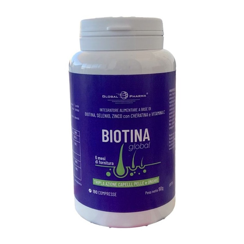 Biotina Global per Capelli, Pelle e Unghie 180 Compresse Biotina Global per Capelli, Pelle e Unghie 180 Compresse