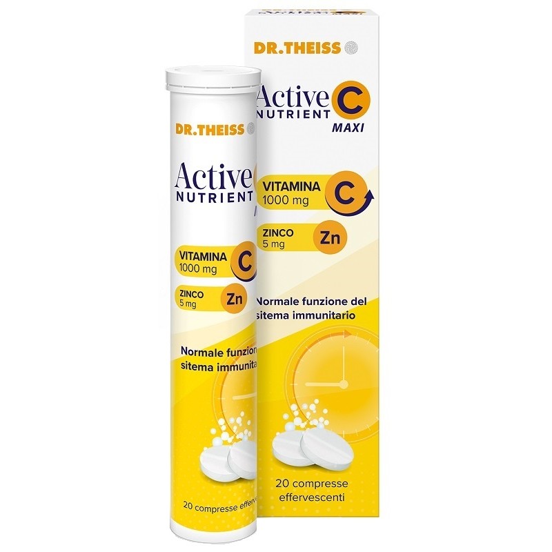 Tubetto Dr. Theiss Active Nutrient C-maxi per Difese Immunitarie 20 Compresse Effervescenti Tubetto Dr. Theiss Active Nutrient C-maxi per Difese Immunitarie 20 Compresse Effervescenti