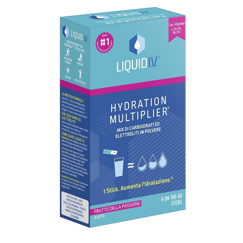 Liquid Iv Hydration Multiplier Frutto Della Passione per Idratazione Rapida 6 Stick Monodose da 16g Liquid Iv Hydration Multiplier Frutto Della Passione per Idratazione Rapida 6 Stick Monodose da 16g
