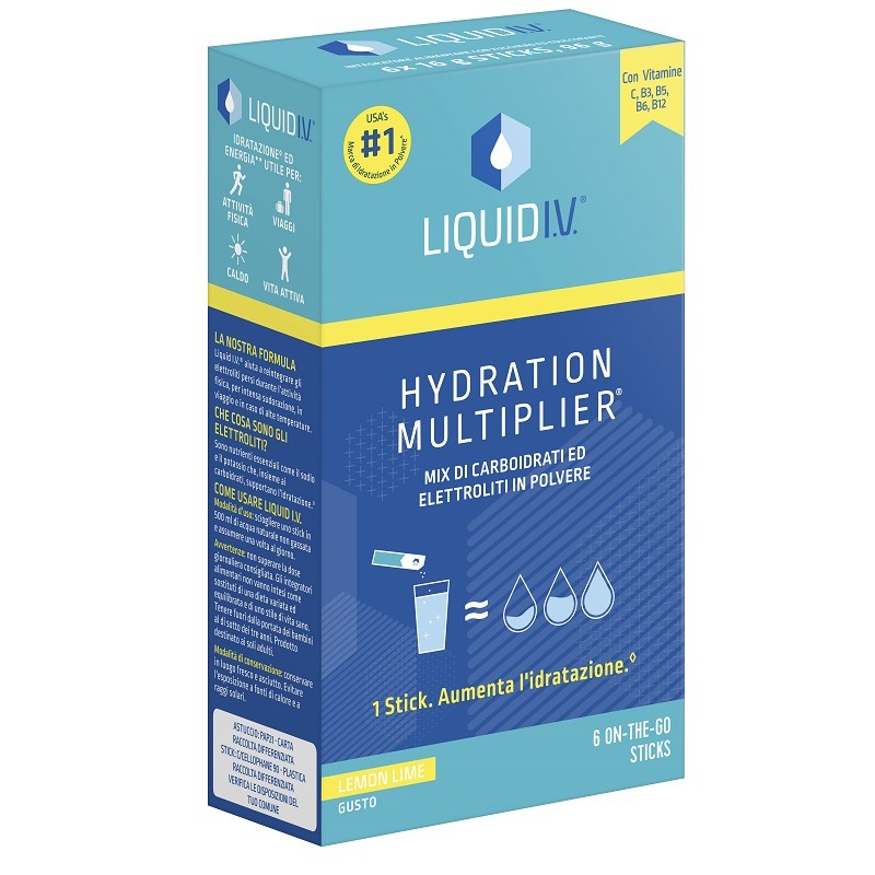 Liquid Iv Hydration Multiplier Lemon Lime integratore elettroliti reidratazione 6 stick da 16g Liquid Iv Hydration Multiplier Lemon Lime integratore elettroliti reidratazione 6 stick da 16g