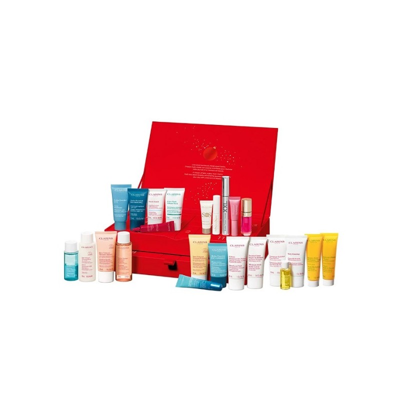 Clarins Advent Calendar Xmas 25 calendario dell’avvento beauty con 24 prodotti formato viaggio