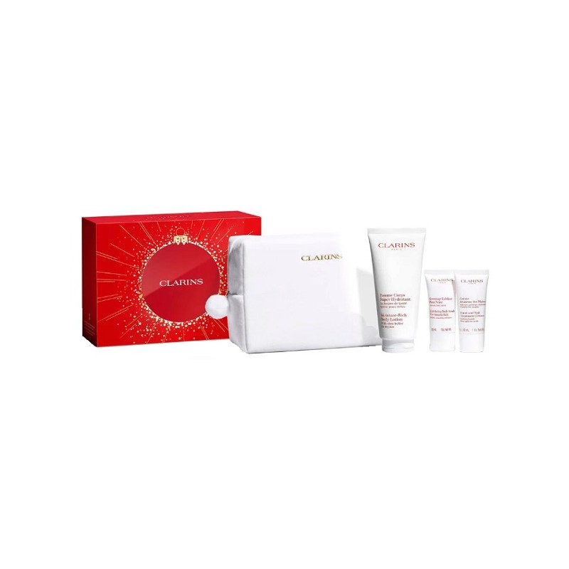 Clarins Value Set Baume Corps Xmas 25 per Idratazione Corpo e Mani con Trousse 200ml+30ml+30ml