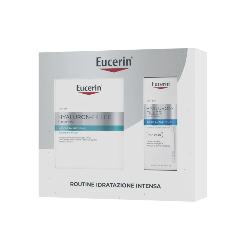 confezione di Eucerin Anti Age Xmas Hyaluron Filler 1 Maschera + 1 Siero Anti-età da 30ml