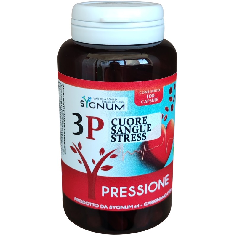 Flacone contenente 100 capsule di Sygnum 3P Pressione Cuore Sangue Stress Integratore Flacone contenente 100 capsule di Sygnum 3P Pressione Cuore Sangue Stress Integratore