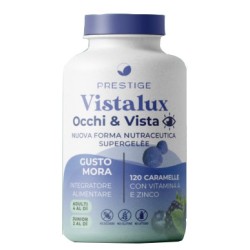 barattolo di Supergelèe Vistalux Occhi e Vista per Benessere della Vista 120 Caramelle Gommose