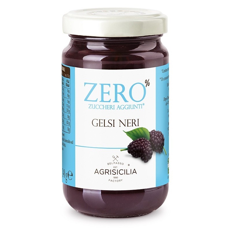 Agrisicilia Zero Zuccheri Aggiunti Gelsi Neri, confettura light per diabetici e dieta, vasetto 240 g Agrisicilia Zero Zuccheri Aggiunti Gelsi Neri, confettura light per diabetici e dieta, vasetto 240 g