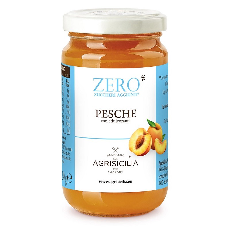 Agrisicilia Zero Zuccheri Aggiunti Pesche confettura senza zuccheri aggiunti vasetto 240g Agrisicilia Zero Zuccheri Aggiunti Pesche confettura senza zuccheri aggiunti vasetto 240g