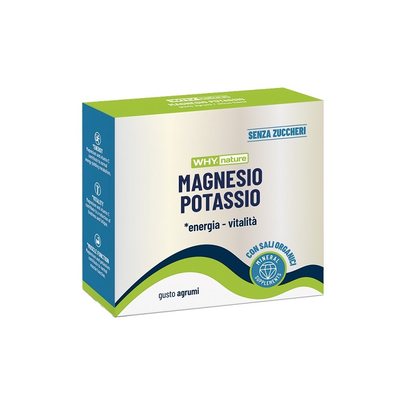 Whynature Magnesio Potassio integratore per energia e muscoli 14 bustine Whynature Magnesio Potassio integratore per energia e muscoli 14 bustine