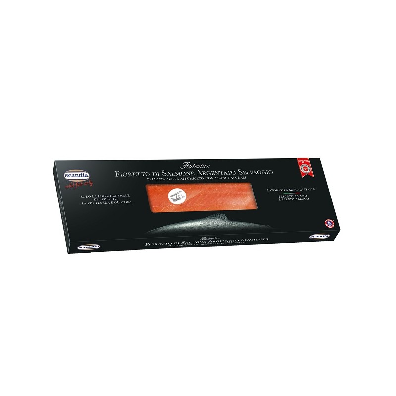 Scandia Autentico Fioretto di Salmone Argentato Selvaggio per Dieta Sana 120 g Scandia Autentico Fioretto di Salmone Argentato Selvaggio per Dieta Sana 120 g